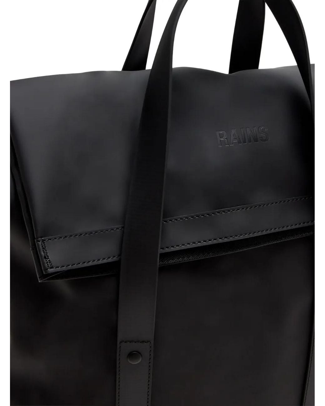 Rains Black 2 Way Foldover-Top Backpack
