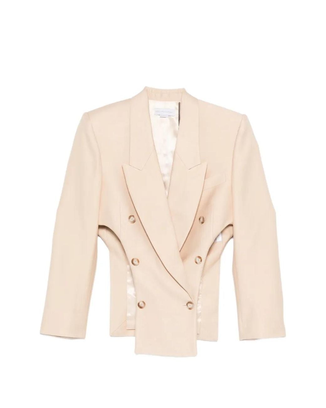 Stella McCartney Natural Double-Breasted Cut-Out Blazer