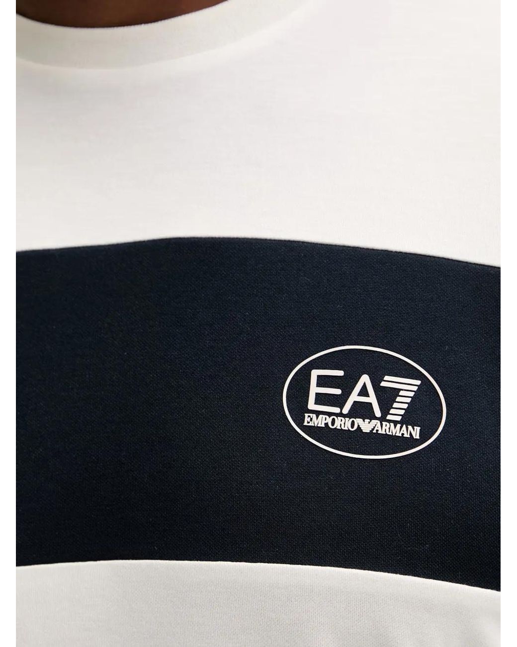 EA7 White Logo-Patch Panelled T-Shirt for men