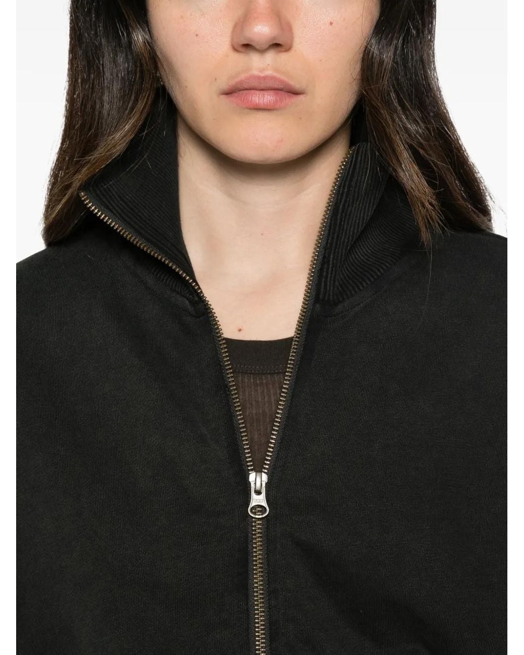 Bobi Black Funnel-Neck Zip-Up Sweatshirt