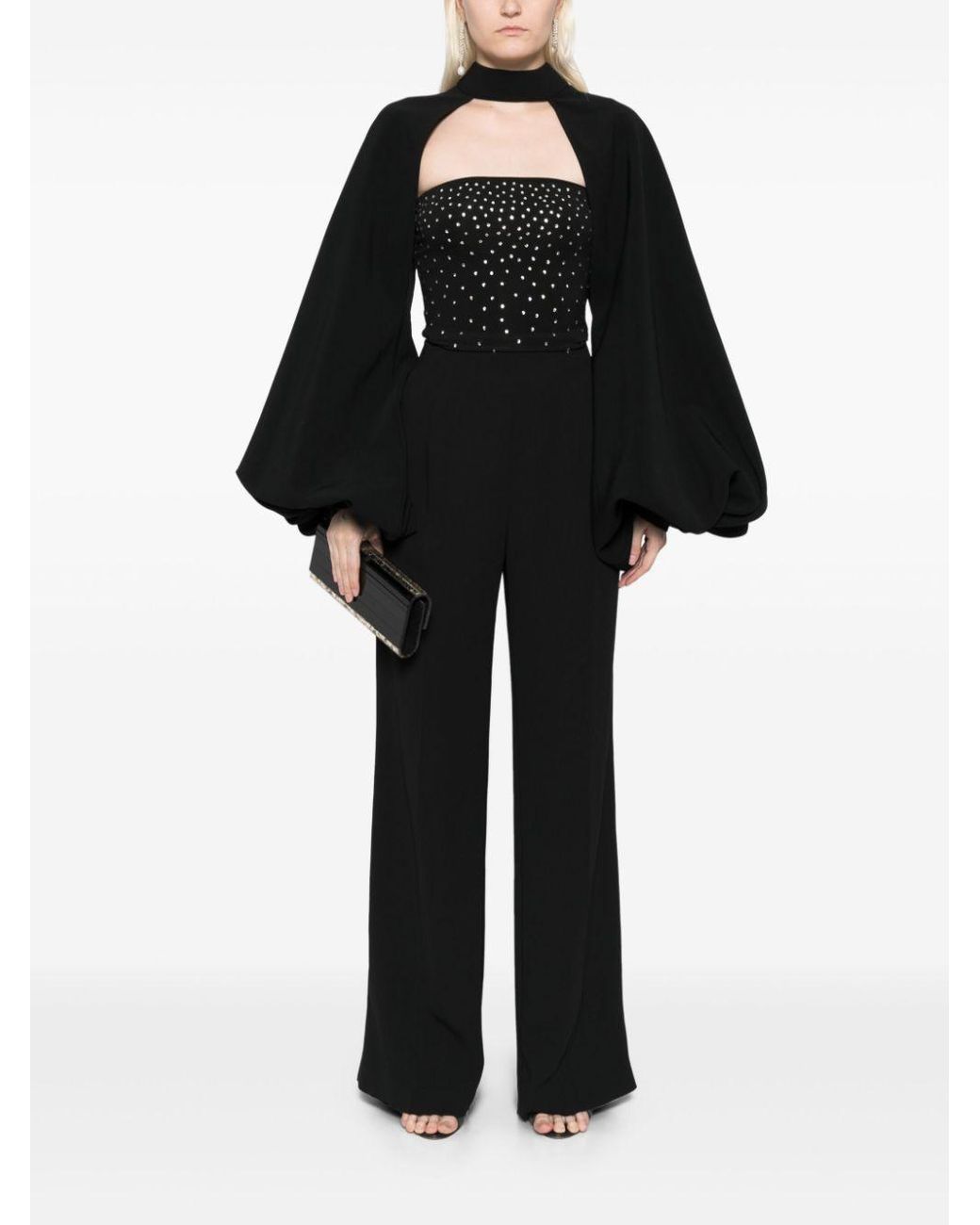 Costarellos Adair Crepe Bolero in Black Lyst