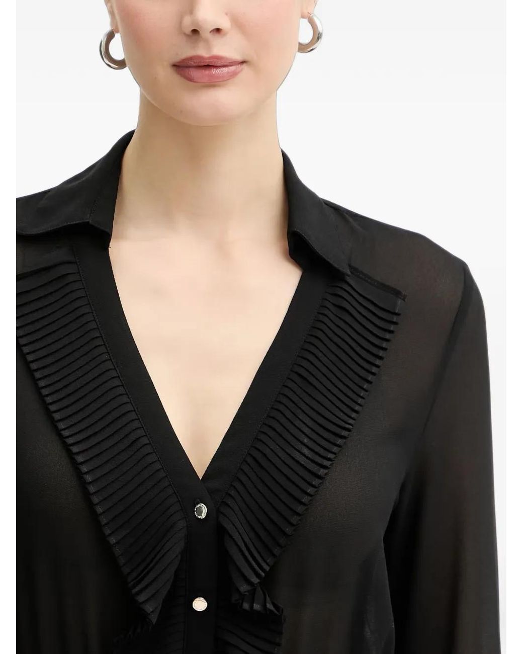 Morgan Black Pleated-Trim Wide-Leg Jumpsuit