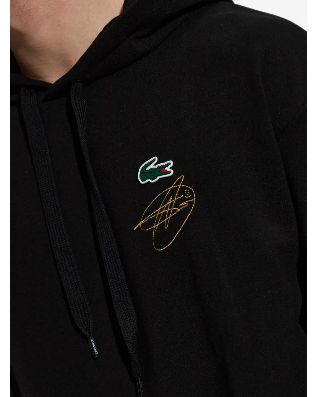 Lacoste Black X Novak Djokovic Logo-Embroidered Hoodie for men