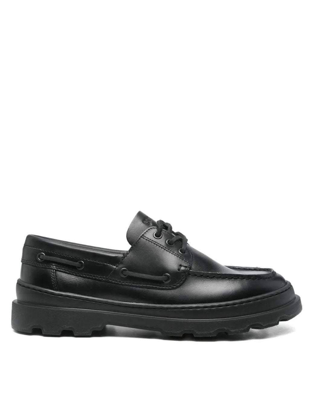 Camper Black Lace-Up Boat Shoes for men