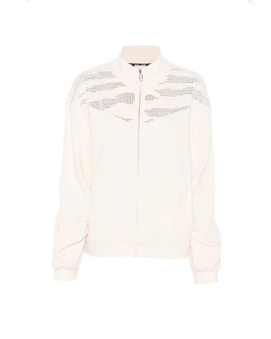 Liu Jo White Embellished Zip-Up Sweatshirt