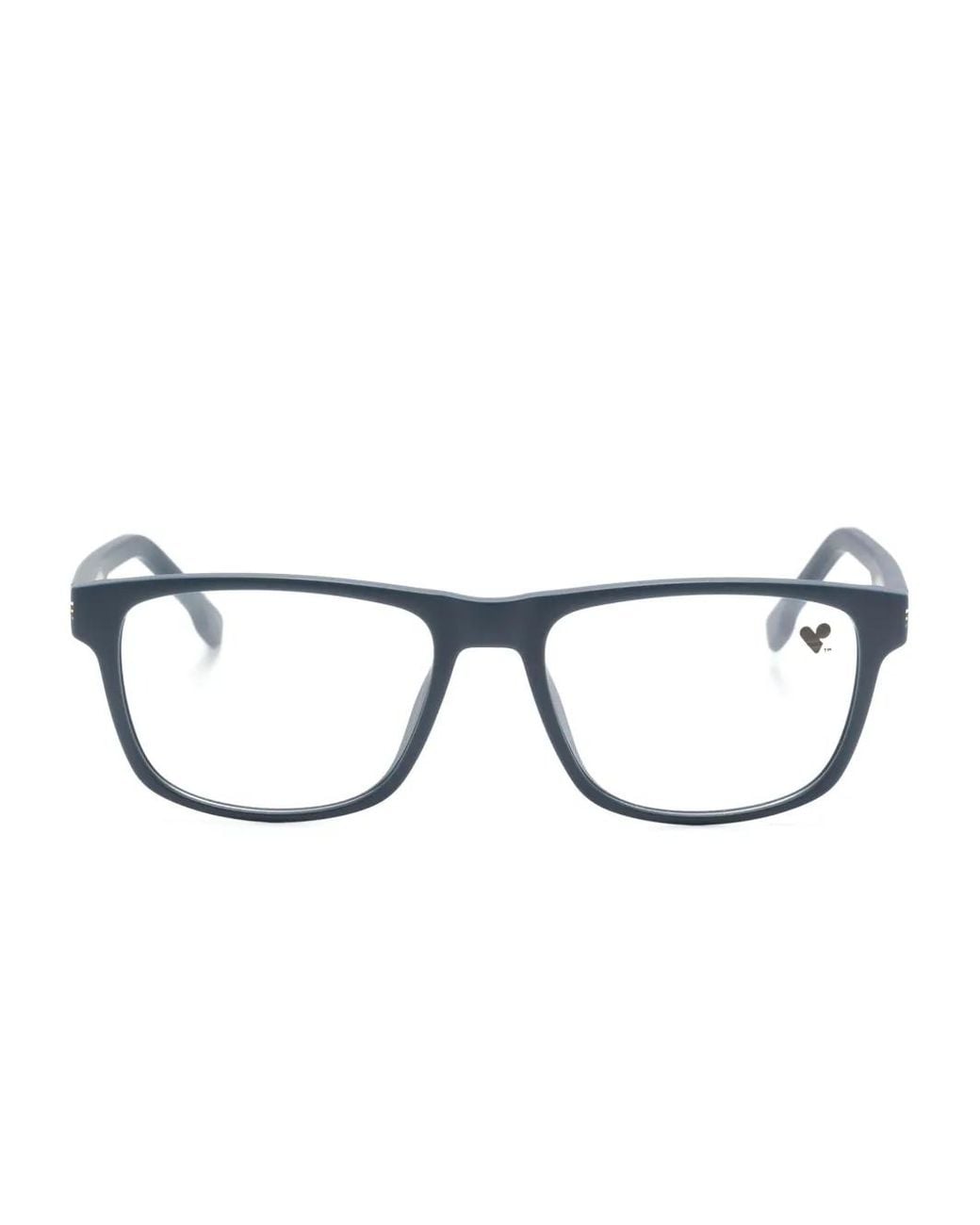 Lacoste Brown Side-Stripe Square-Frame Glasses for men