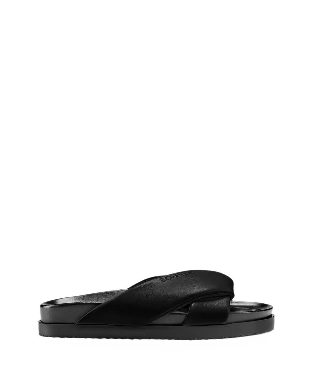 Bogner Black Padded Crossover-Strap Slides