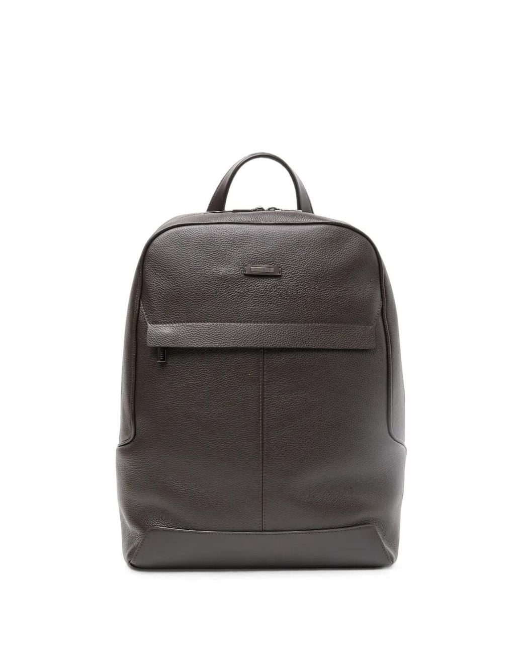 Peserico Black Pebbled Leather Backpack for men