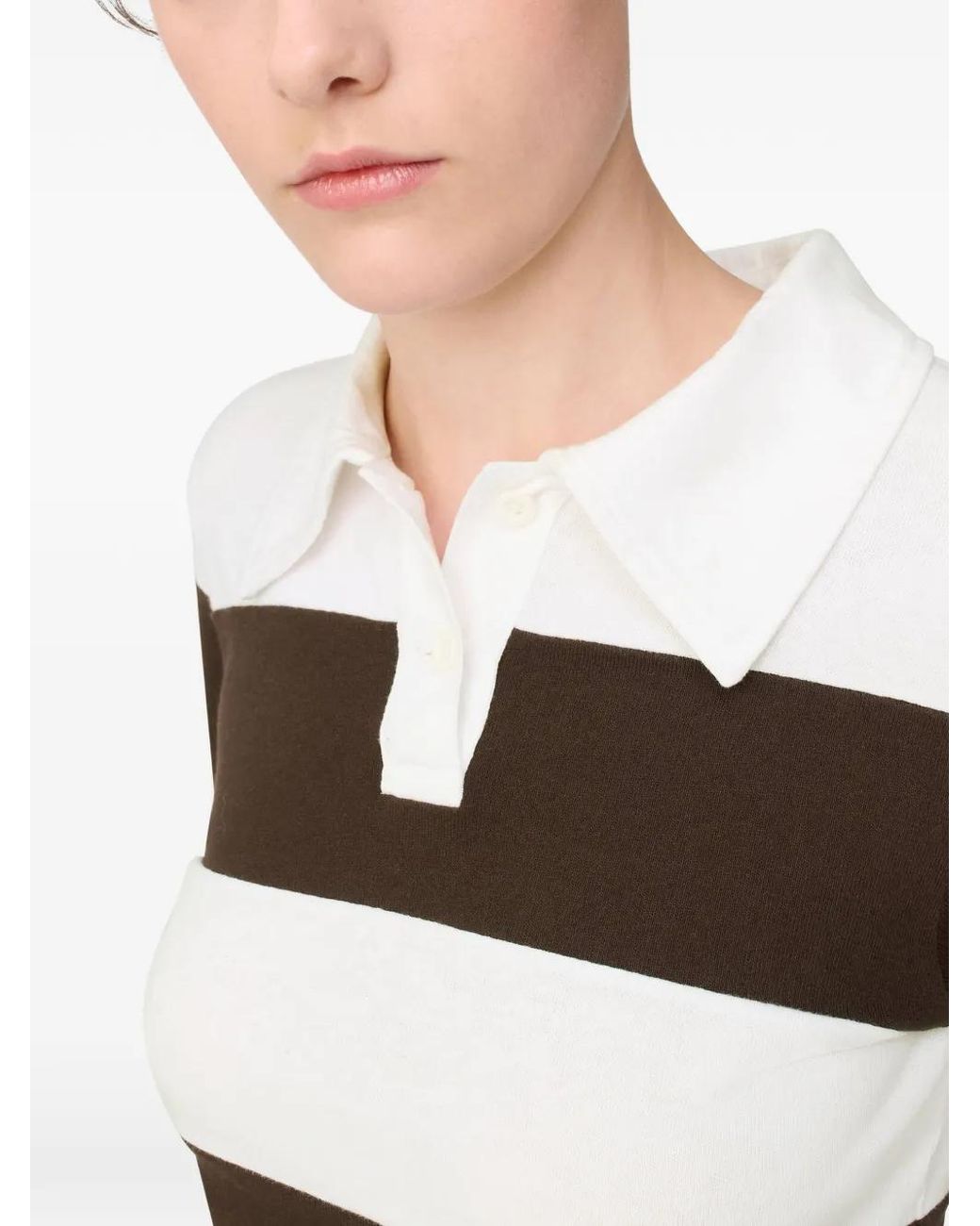 Axel Arigato White Karla Striped-Pattern Polo Top