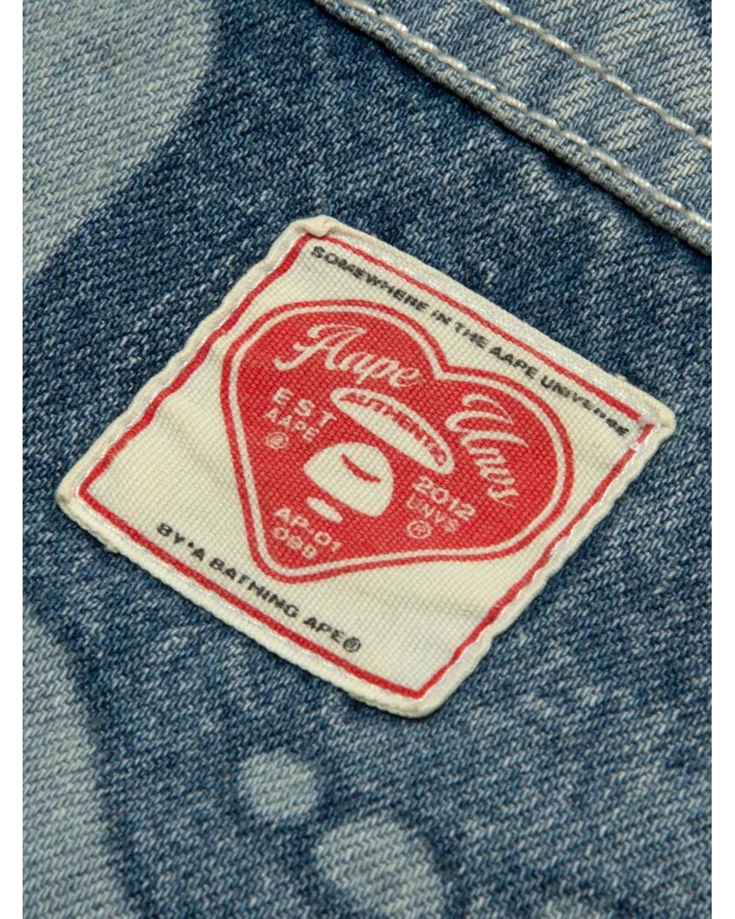 Aape By A Bathing Ape Blue Aapeunvs Buttoned Print Shirt for men