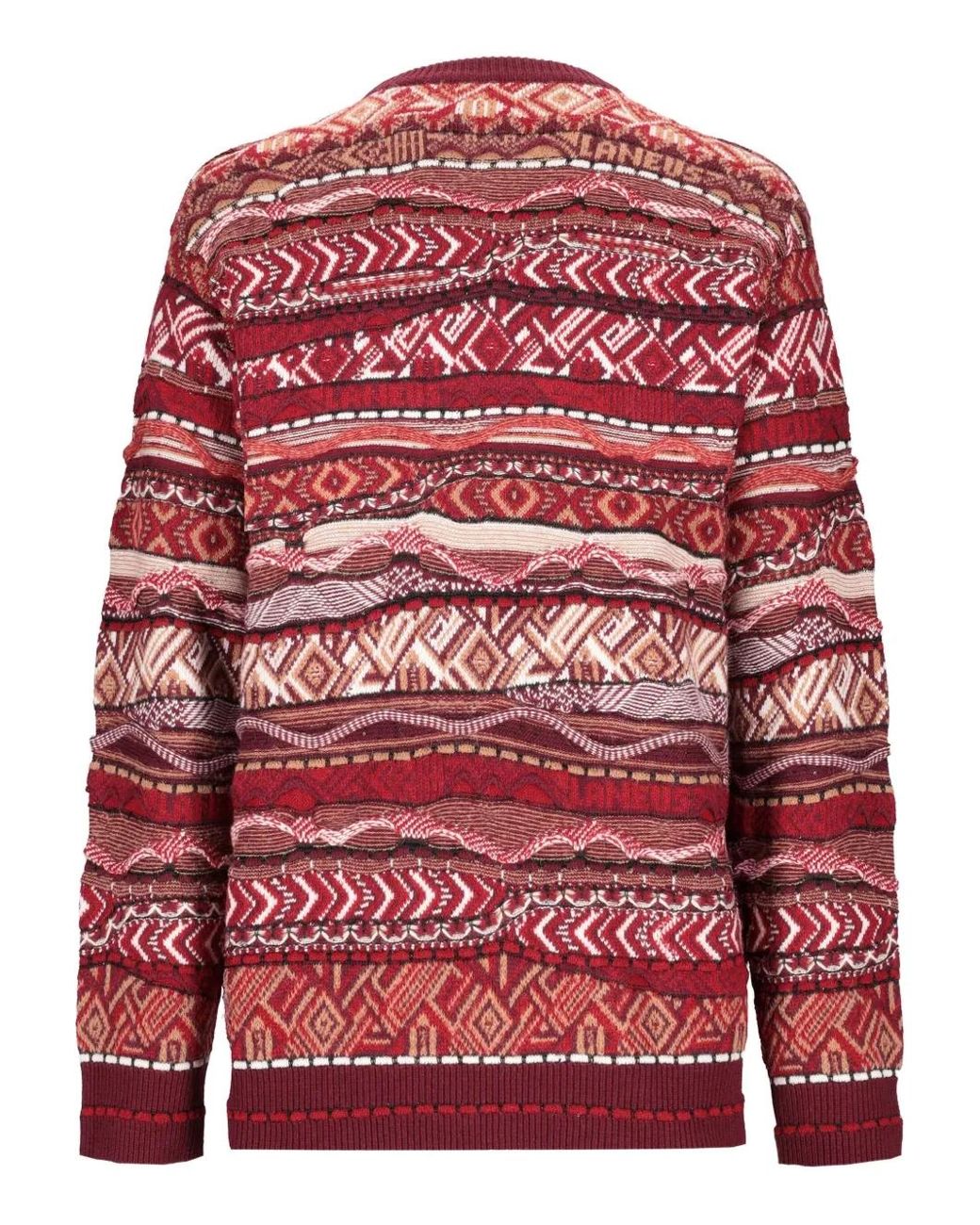 Laneus Red Geometric-Pattern Crew-Neck Sweater for men