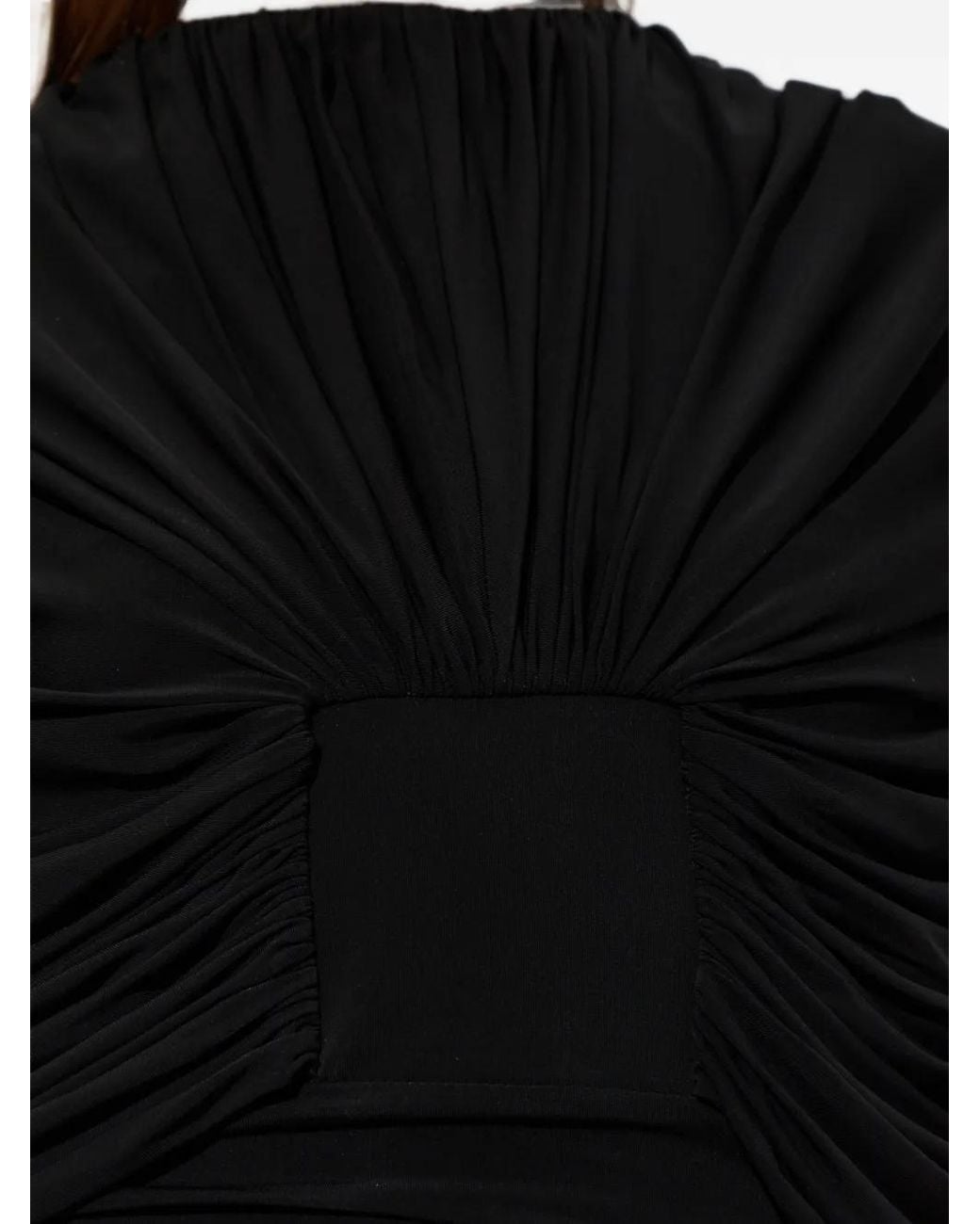 The Mannei Black Ruched Draped-Detail Mini Dress