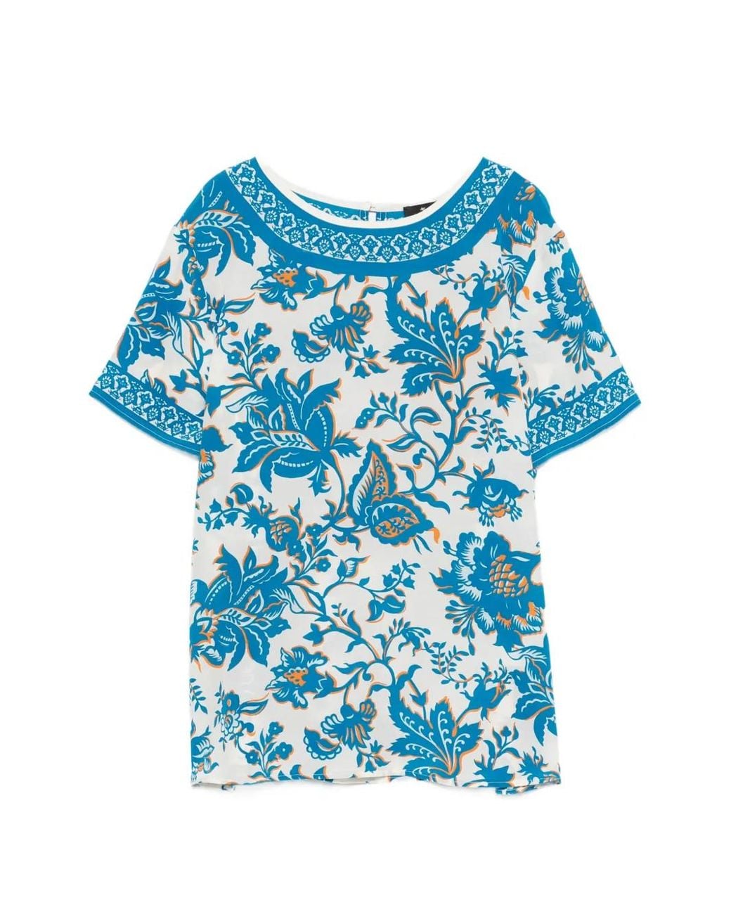 Etro Blue Floral-Print Blouse
