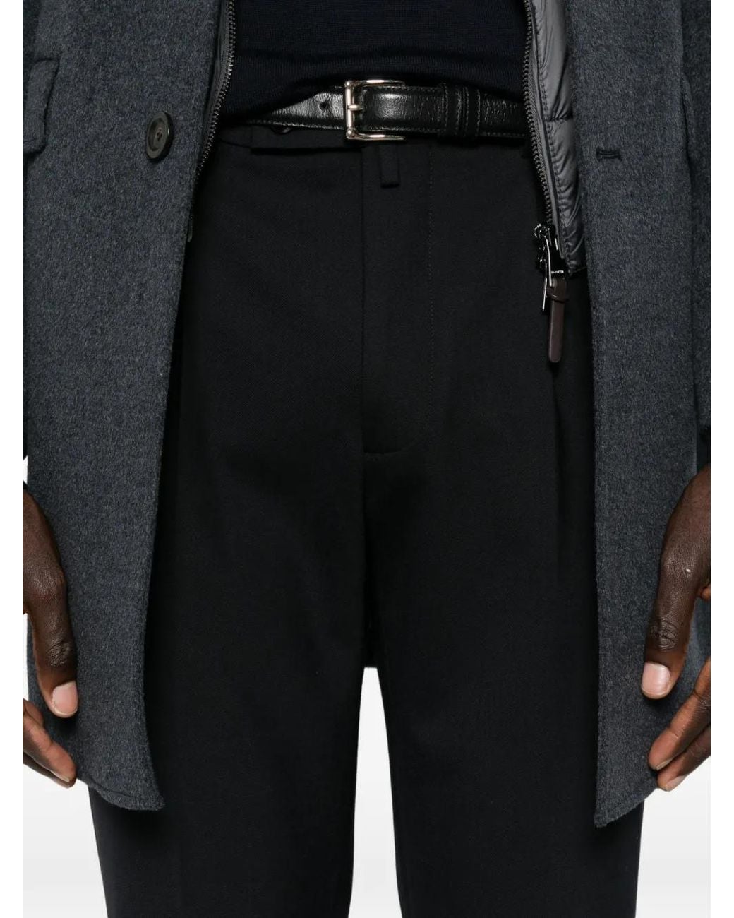 Berwich Black Pleated Tailored Trousers for men