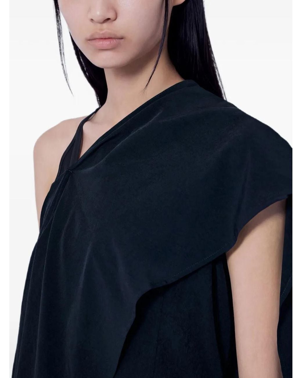 Yohji Yamamoto Blue Asymmetric Draped Maxi Dress