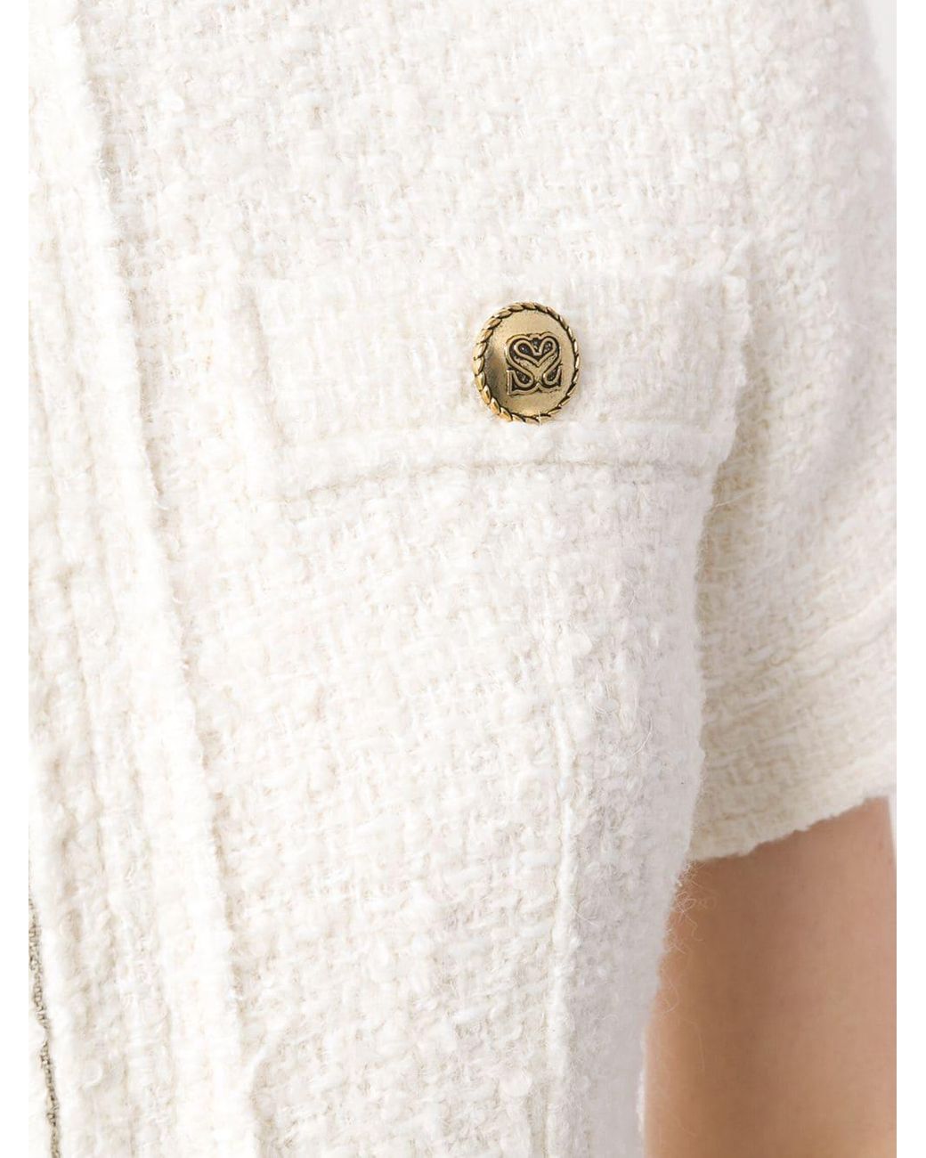 Sandro Tweed Coat Mini Dress in White | Lyst Sandro Tweed Coat Mini Dress in White | Lyst