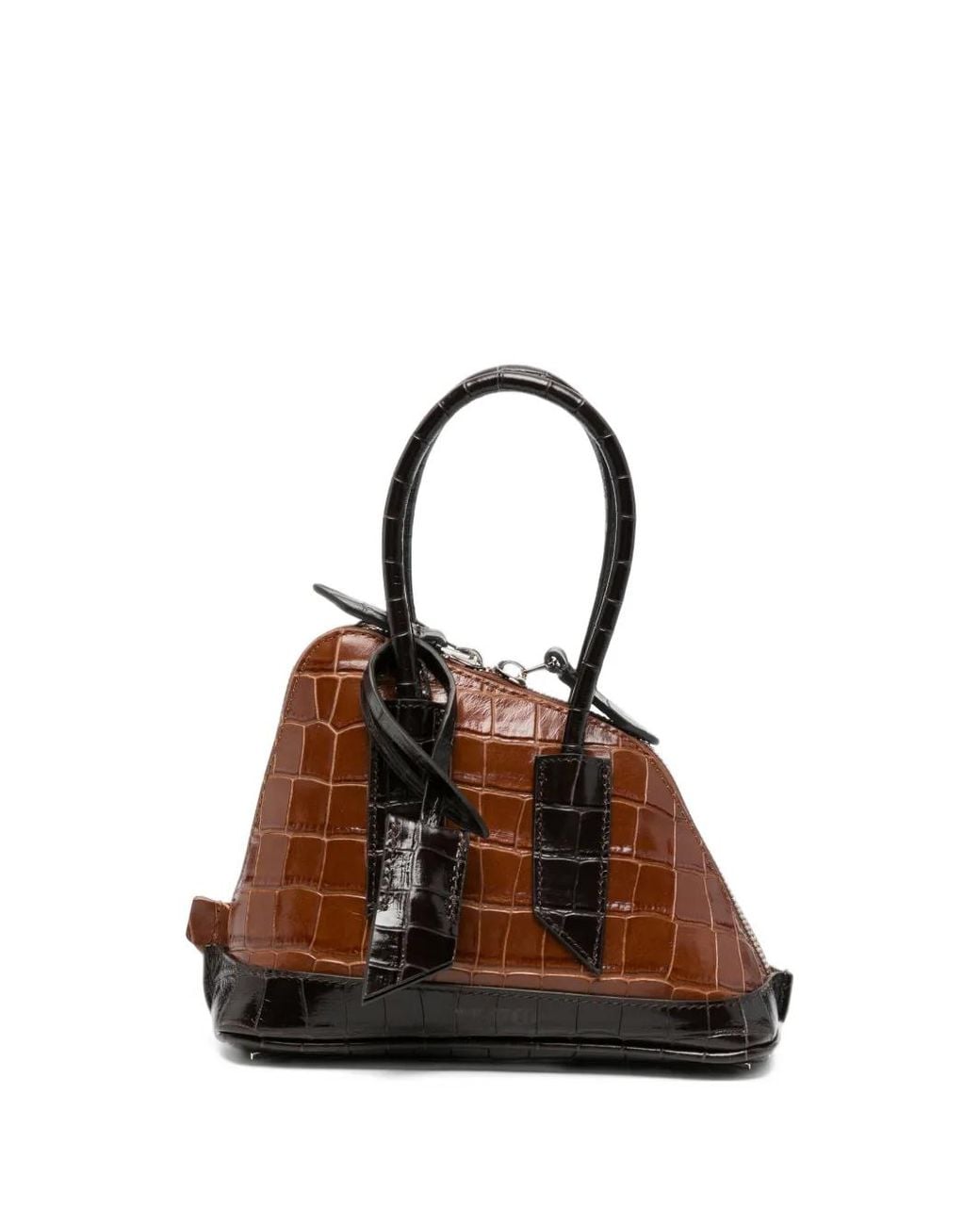 The Attico Brown Mini Sant Ambroeus Croc-Effect Tote Bag