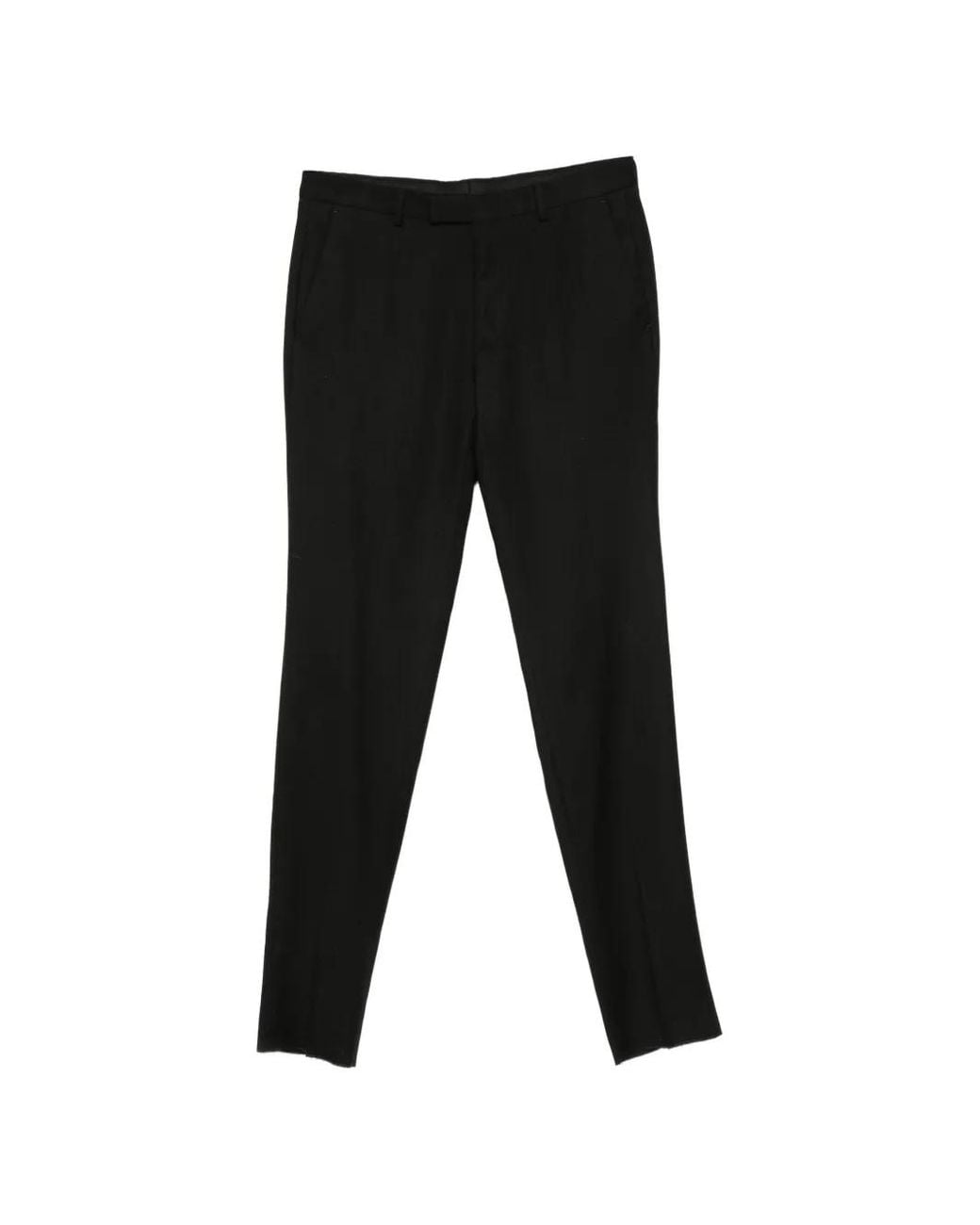 Zegna Black Belt-Loops Straight-Leg Trousers for men
