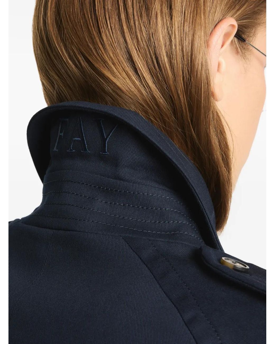 Fay Blue Buttoned Trench Jacket