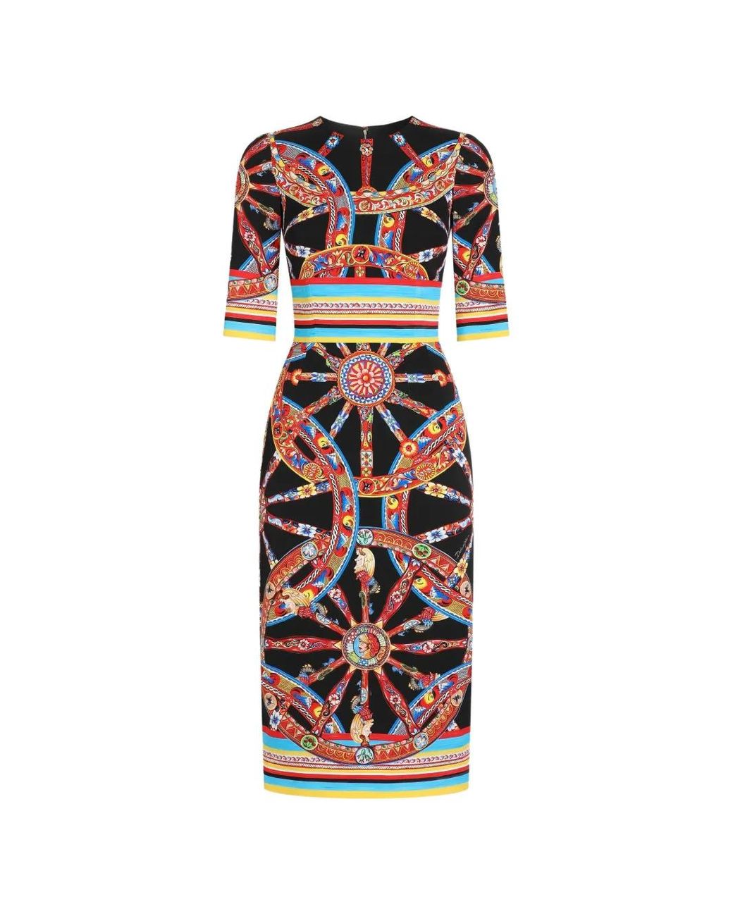 Dolce & Gabbana White Carretto-Print Charmeuse Dress