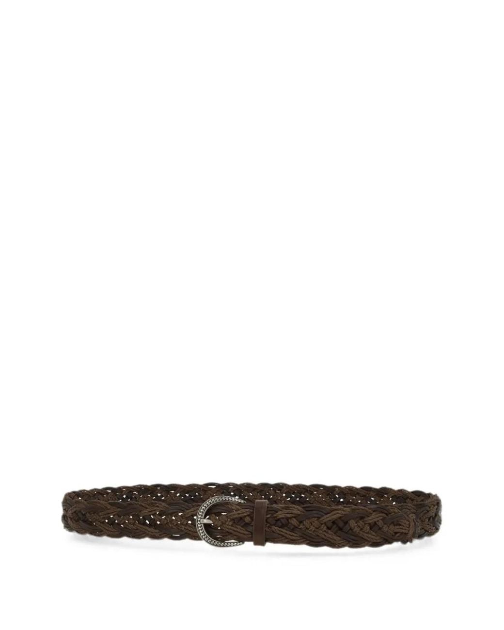 Brunello Cucinelli White Braided Leather Belt for men