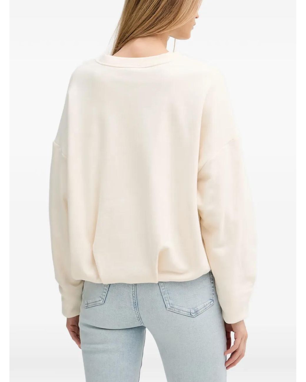 DKNY White Rhinestone-Logo Sweatshirt