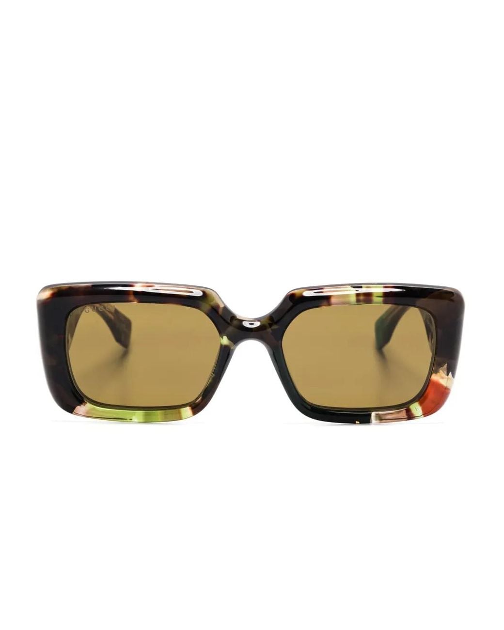 Gucci Natural Rectangular-Frame Sunglasses