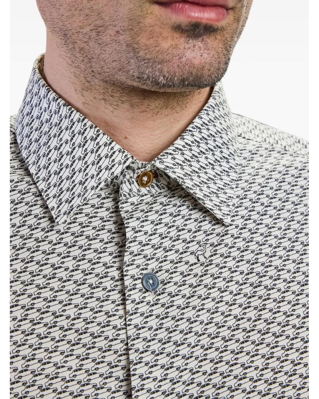 Paul Smith Gray Graphic-Print Shirt for men