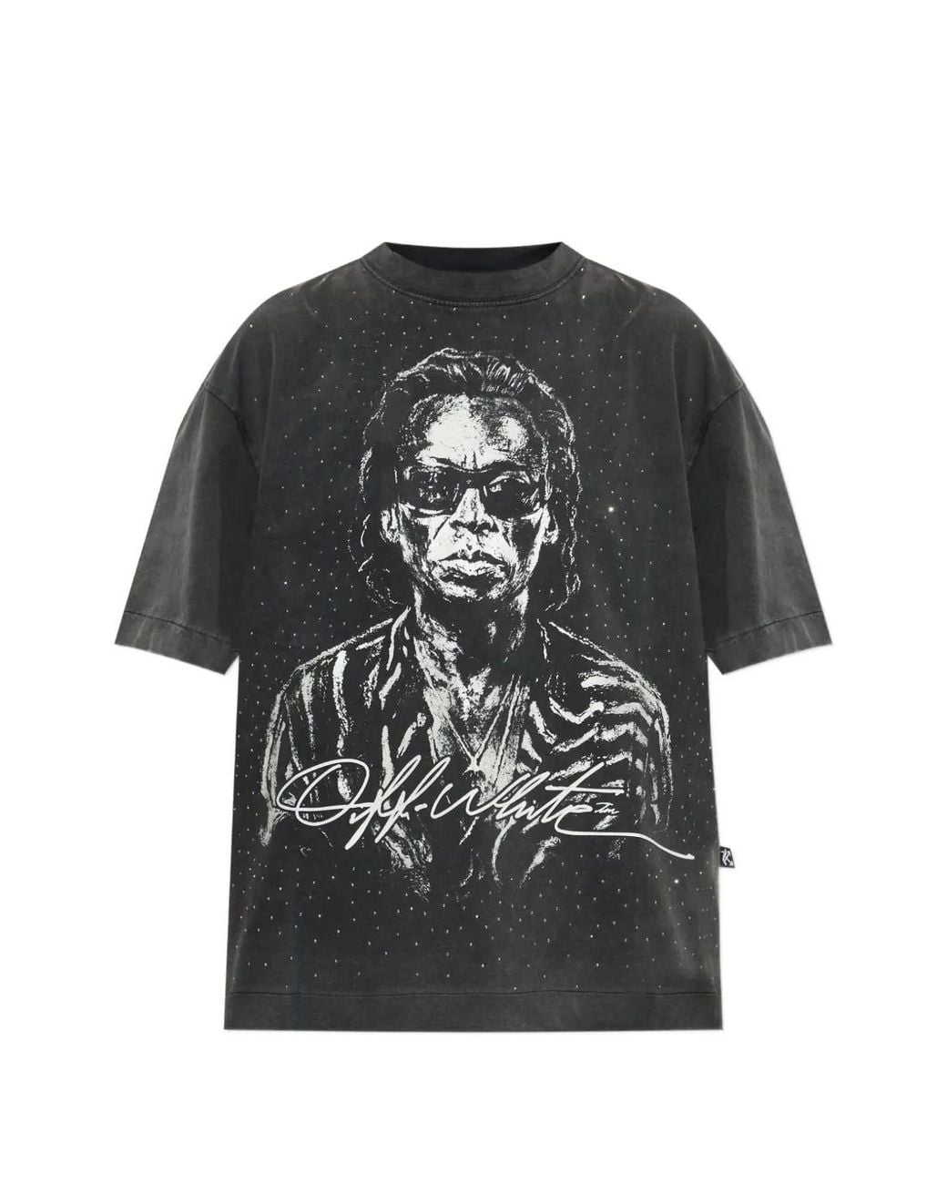 Off-White c/o Virgil Abloh Black Graphic-Print Crystal-Embellished T-Shirt