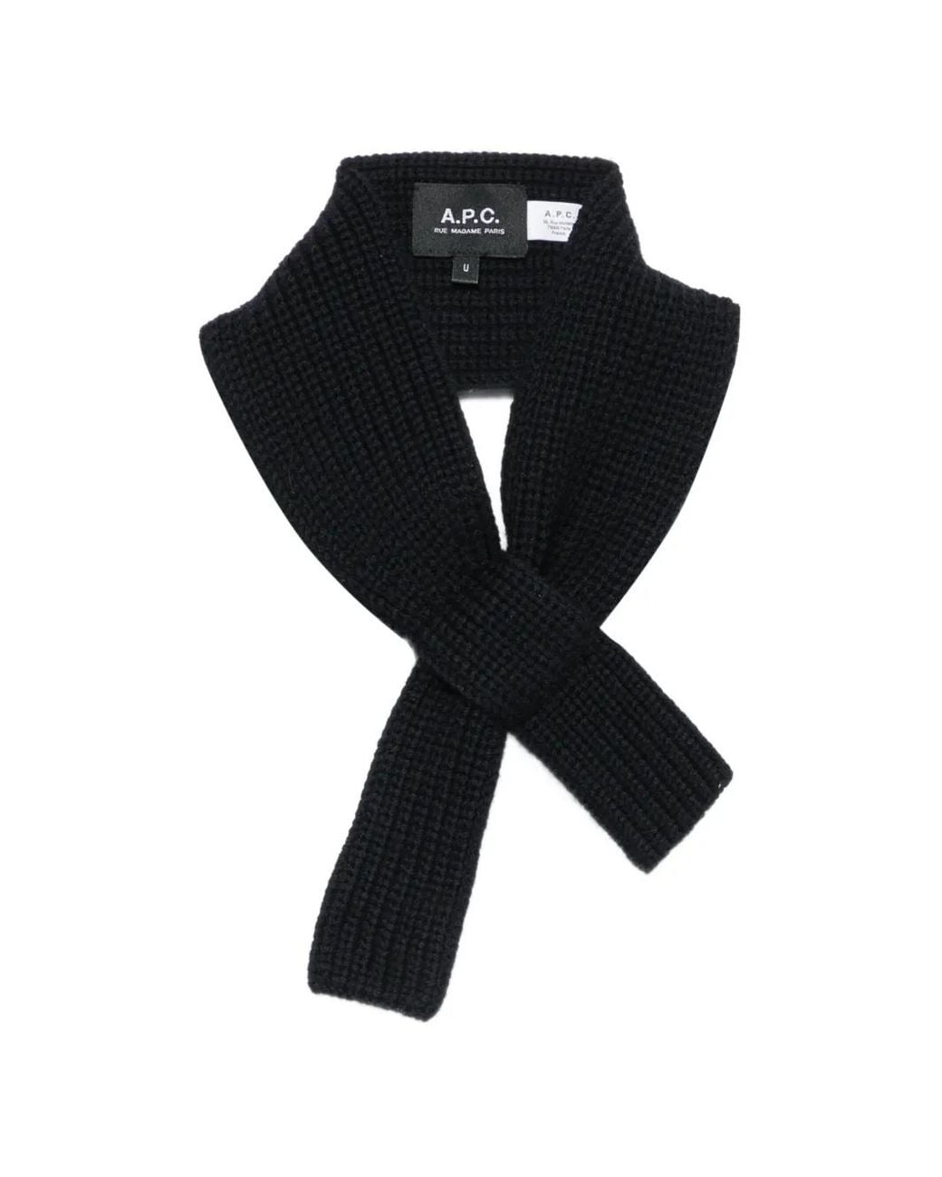 A.P.C. Black Luna Ribbed-Knit Scarf