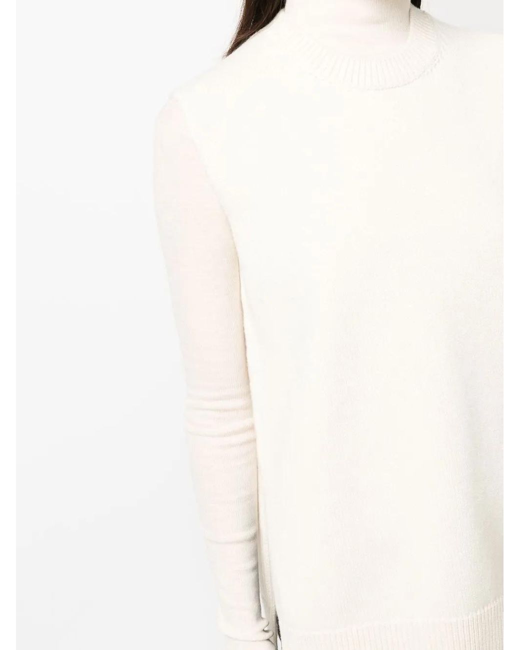 Jil Sander White Cashmere Wool Blend Knit Vest