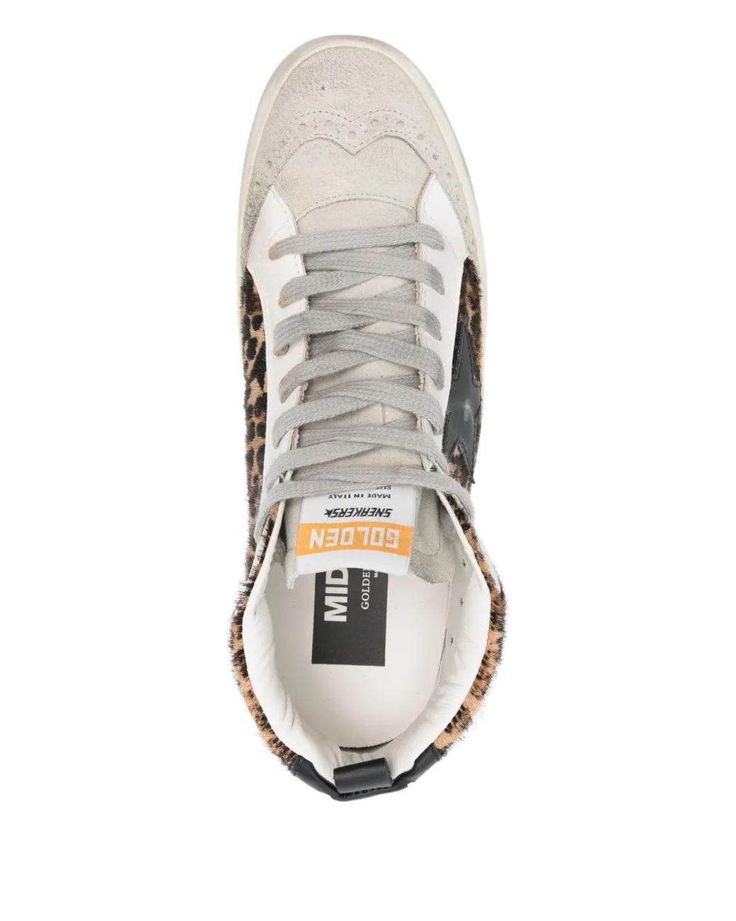 Golden Goose Deluxe Brand Gray Mid Star Leopard-Print Sneakers