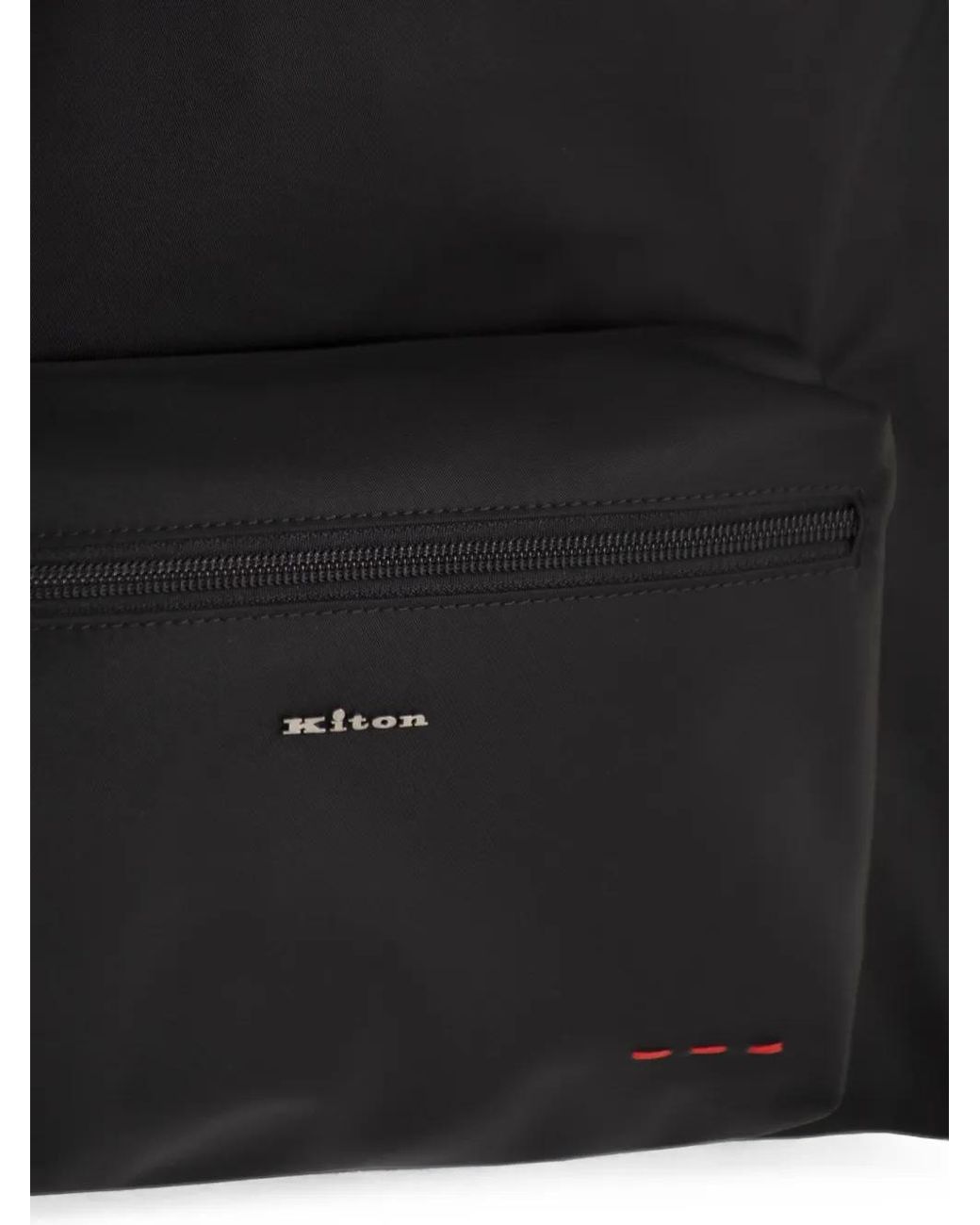 Kiton Black Leather-Trimmed Zip-Fastening Backpack for men