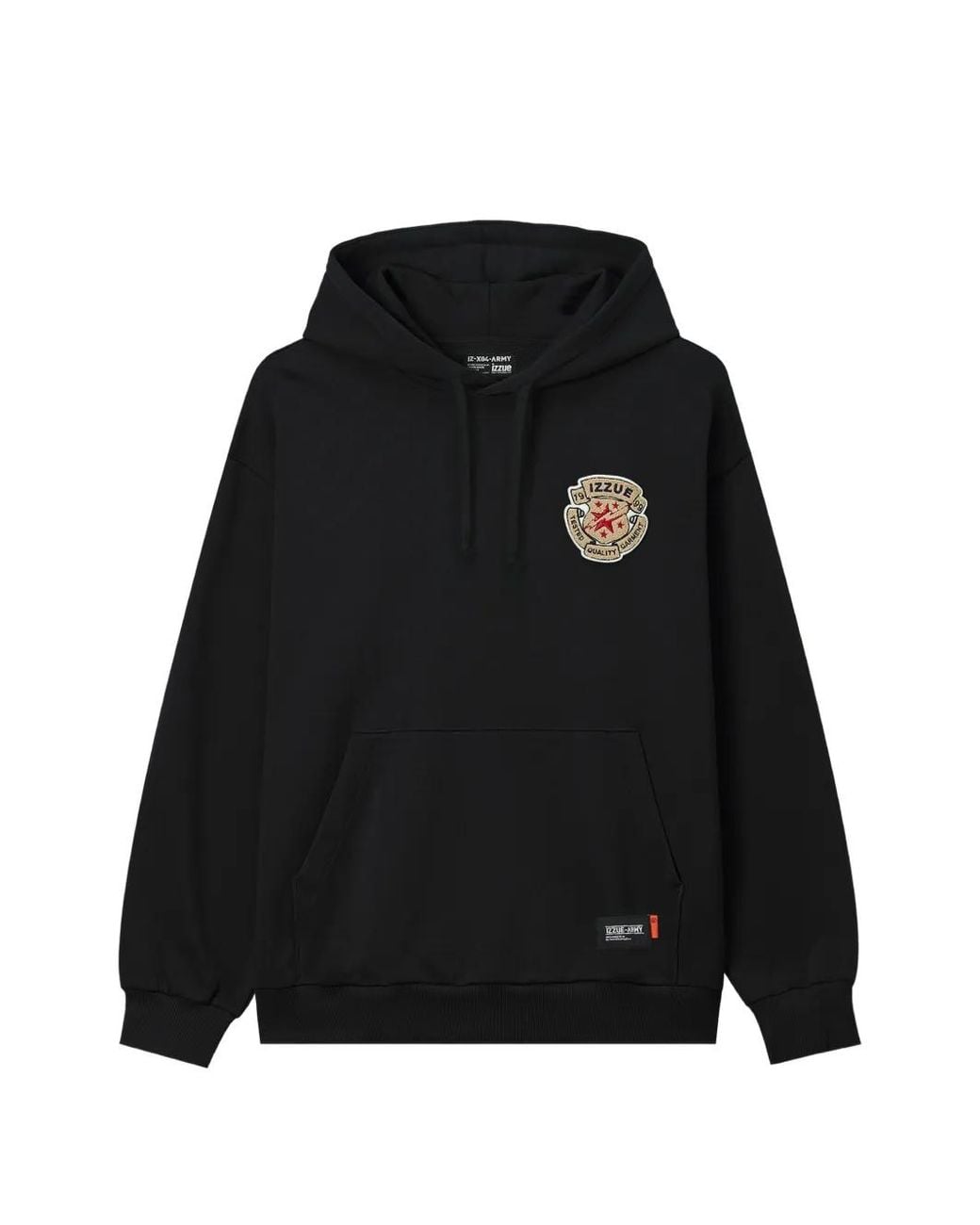 Izzue Black Logo-Patch Hoodie for men
