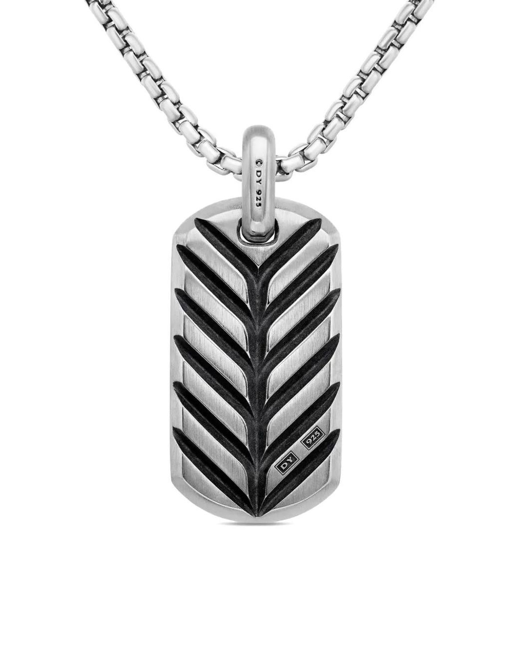 David Yurman Black Sterling Chevron Diamond Tag (35Mm) for men
