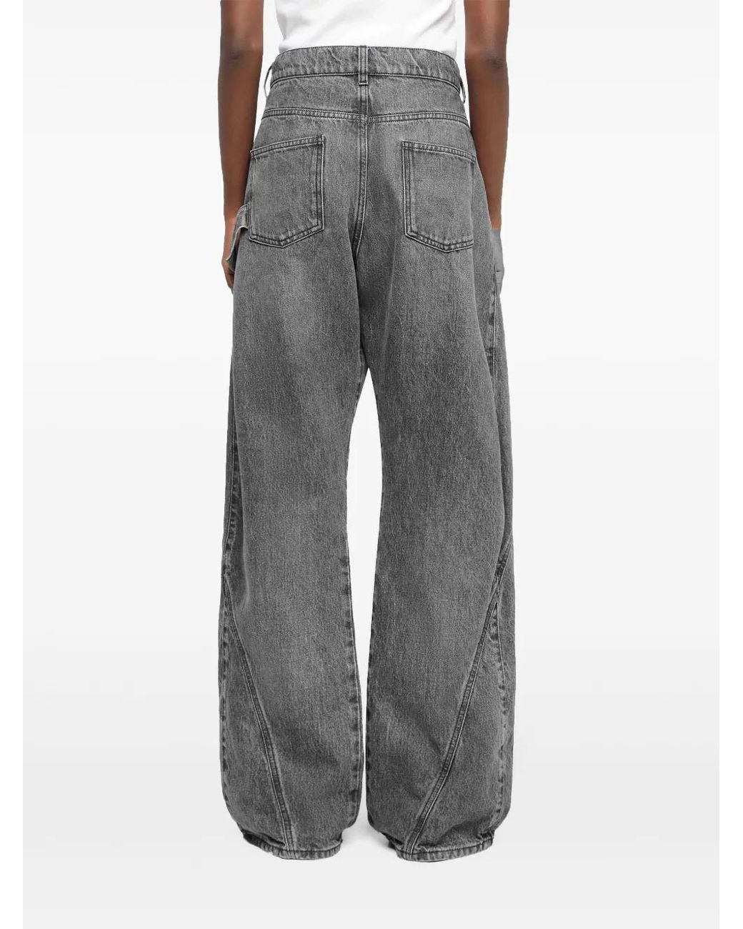 J.W. Anderson Gray High-Rise Straight Leg Jeans With Twisted Seams