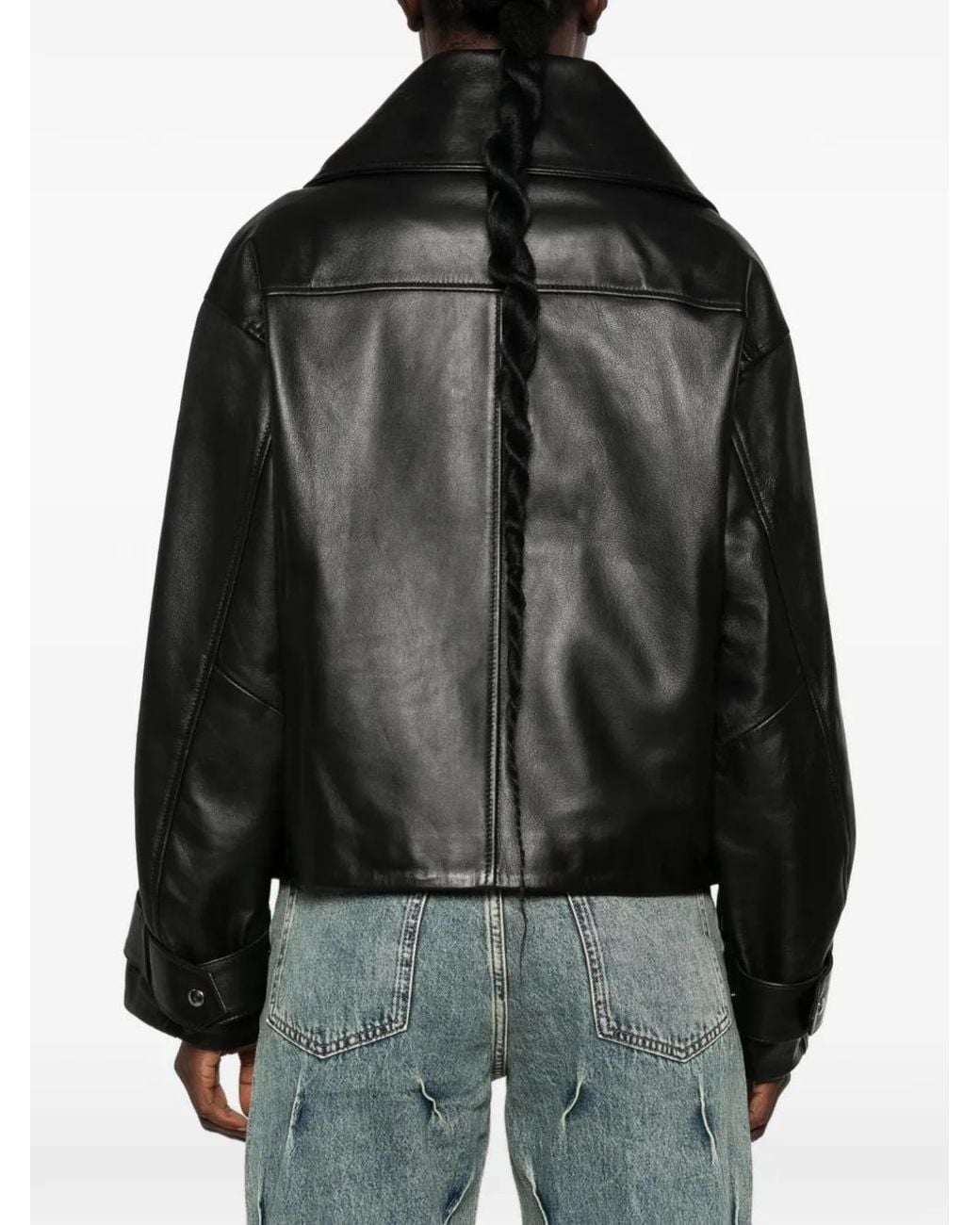 Erika Cavallini Semi Couture Black Oversized-Collar Jacket