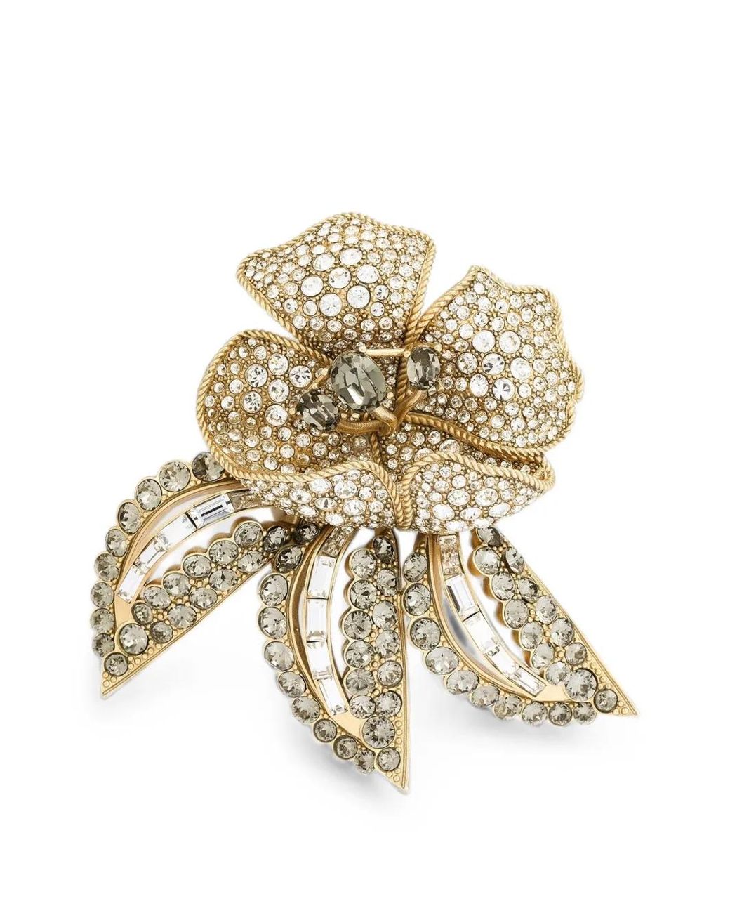 Dolce & Gabbana Metallic Blumenbrosche Mit Strass