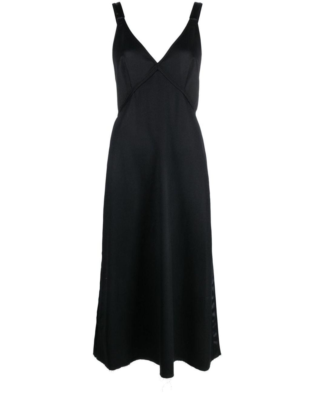 Slip Dress in Black Stretch Cady