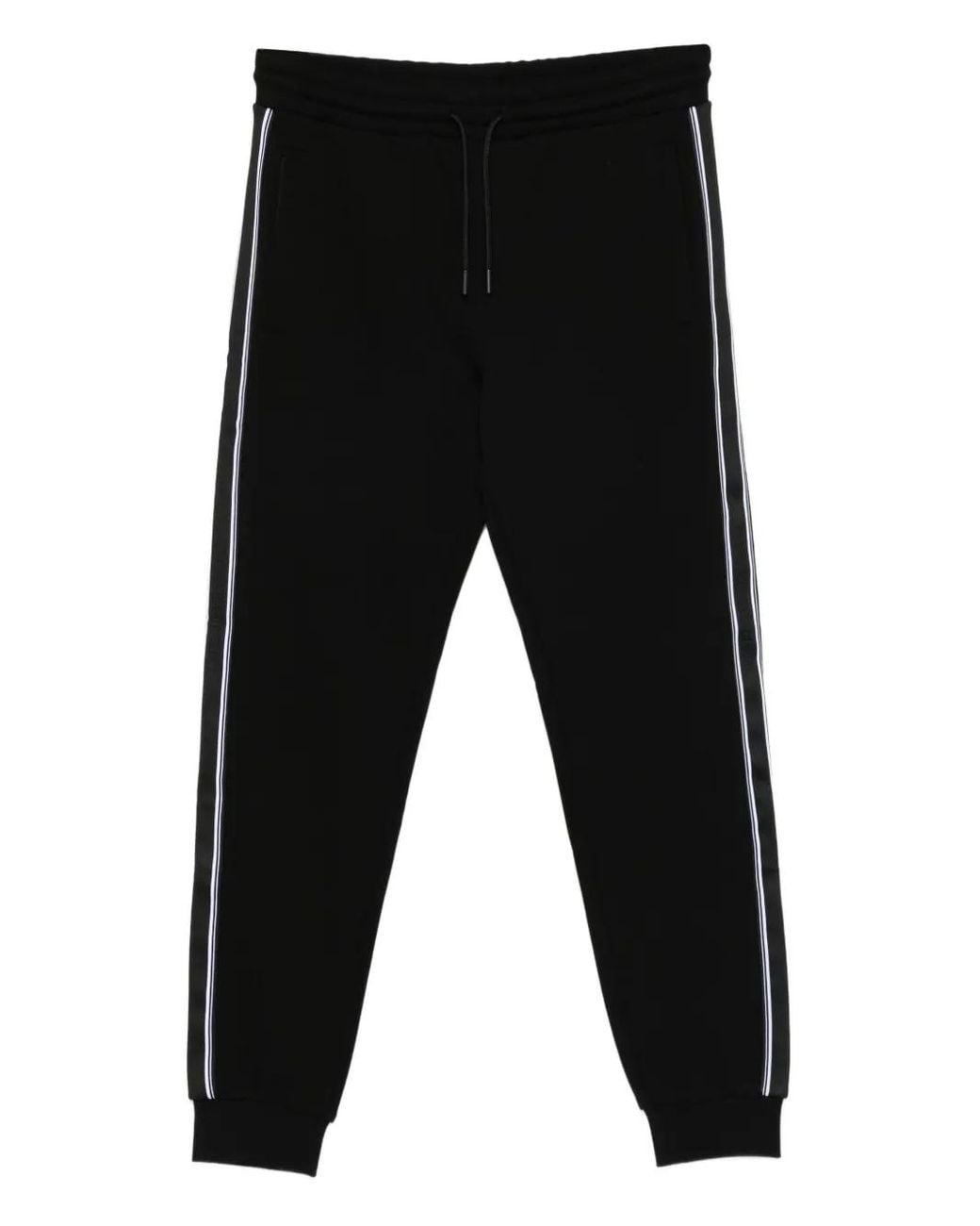 Karl Lagerfeld Black Stripe-Detail Track Pants for men