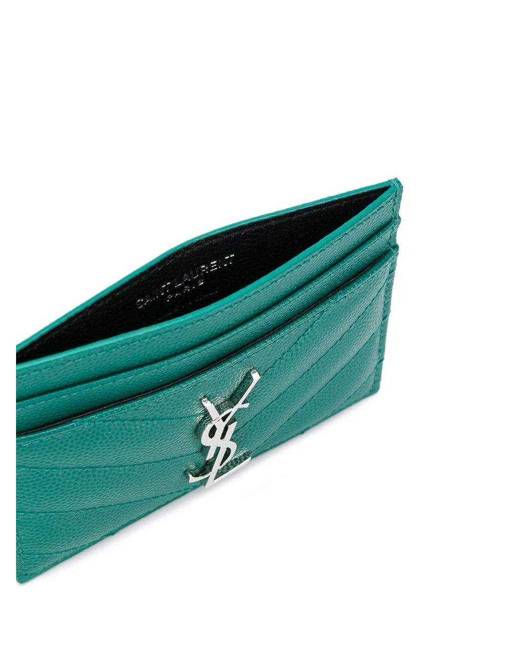 Saint Laurent Ysl Monogram Card Holder in Green