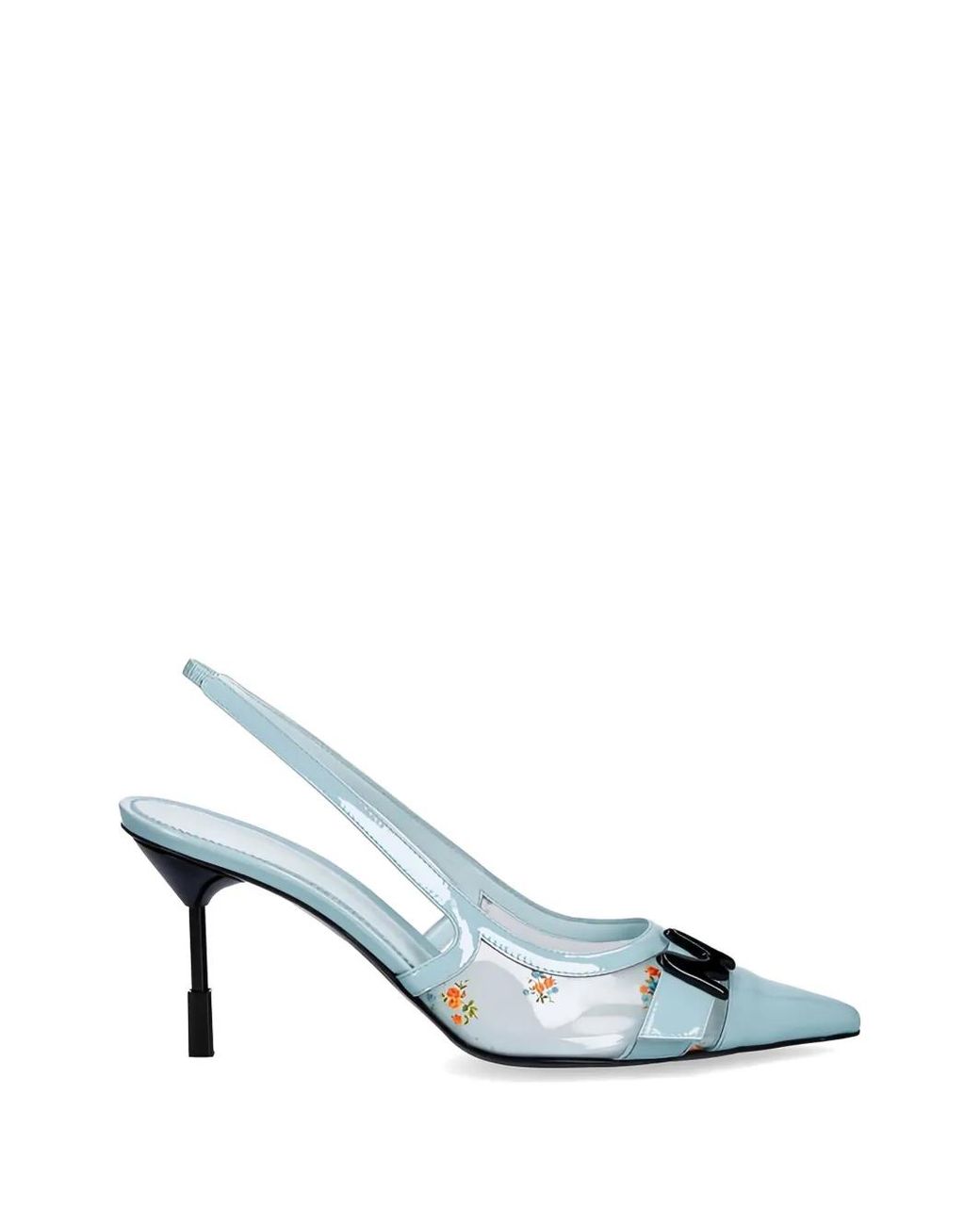 MSGM White Floral Buckle Pumps