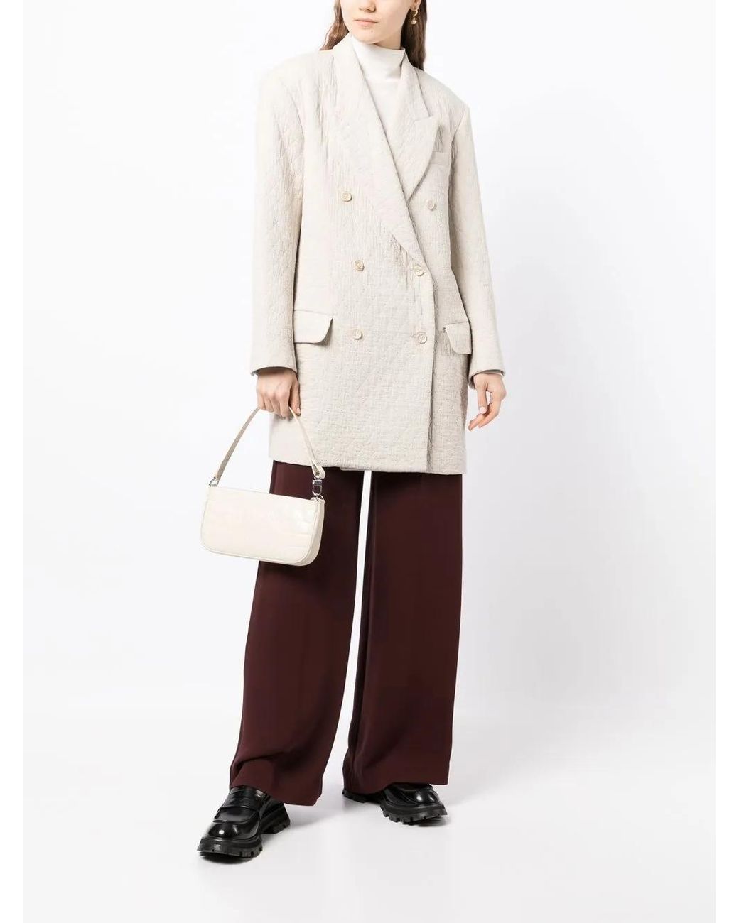 Uma Wang White Double-Breasted Tailored Coat