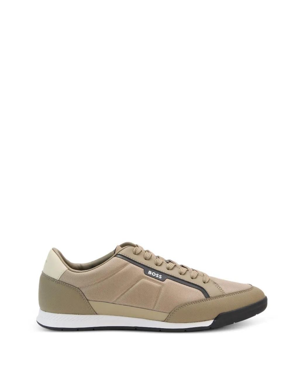 Boss White Logo-Print Panelled Sneakers for men