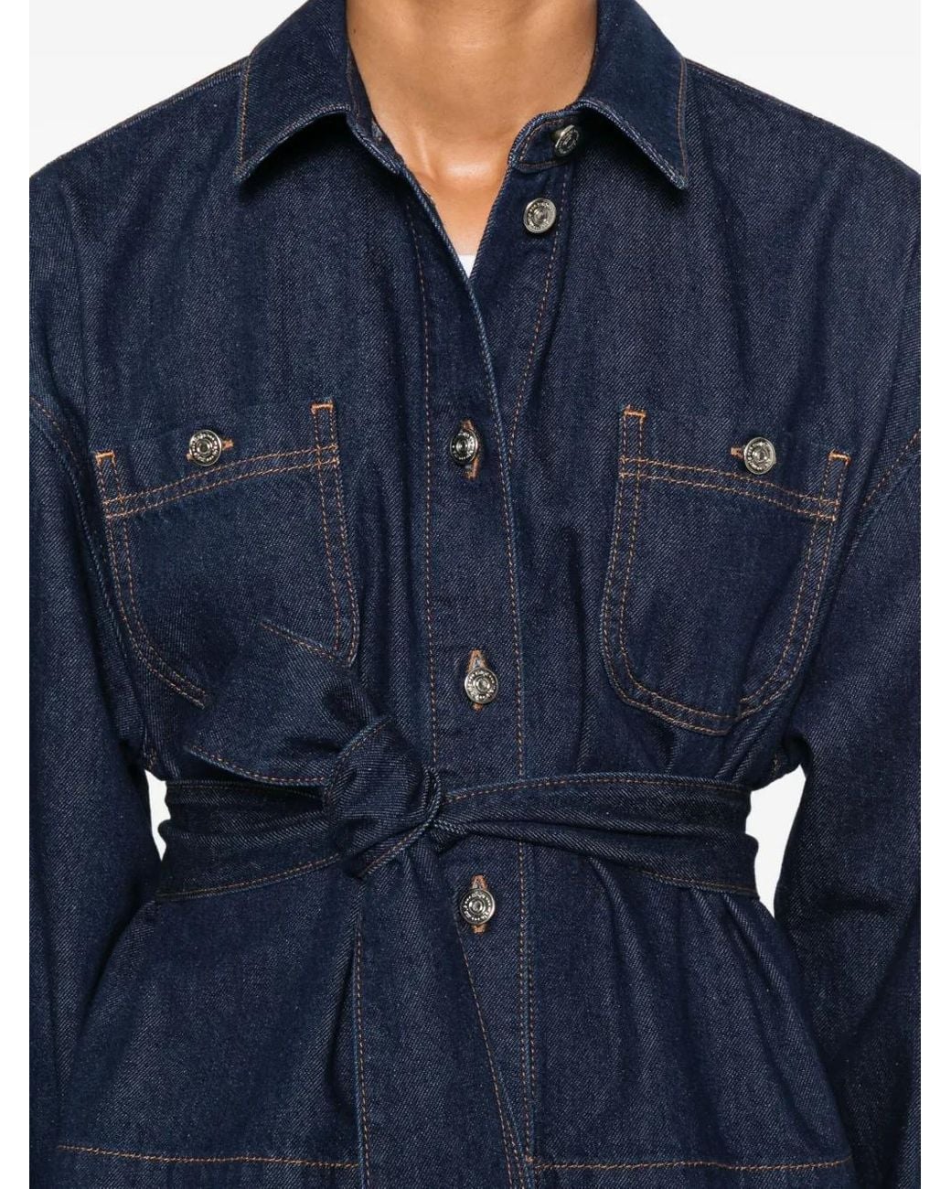 Camicia Denim Con Fiocco di Maje in Blue
