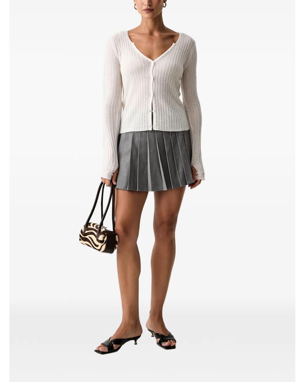 Twinset Gray Pleated-Overlay Skort