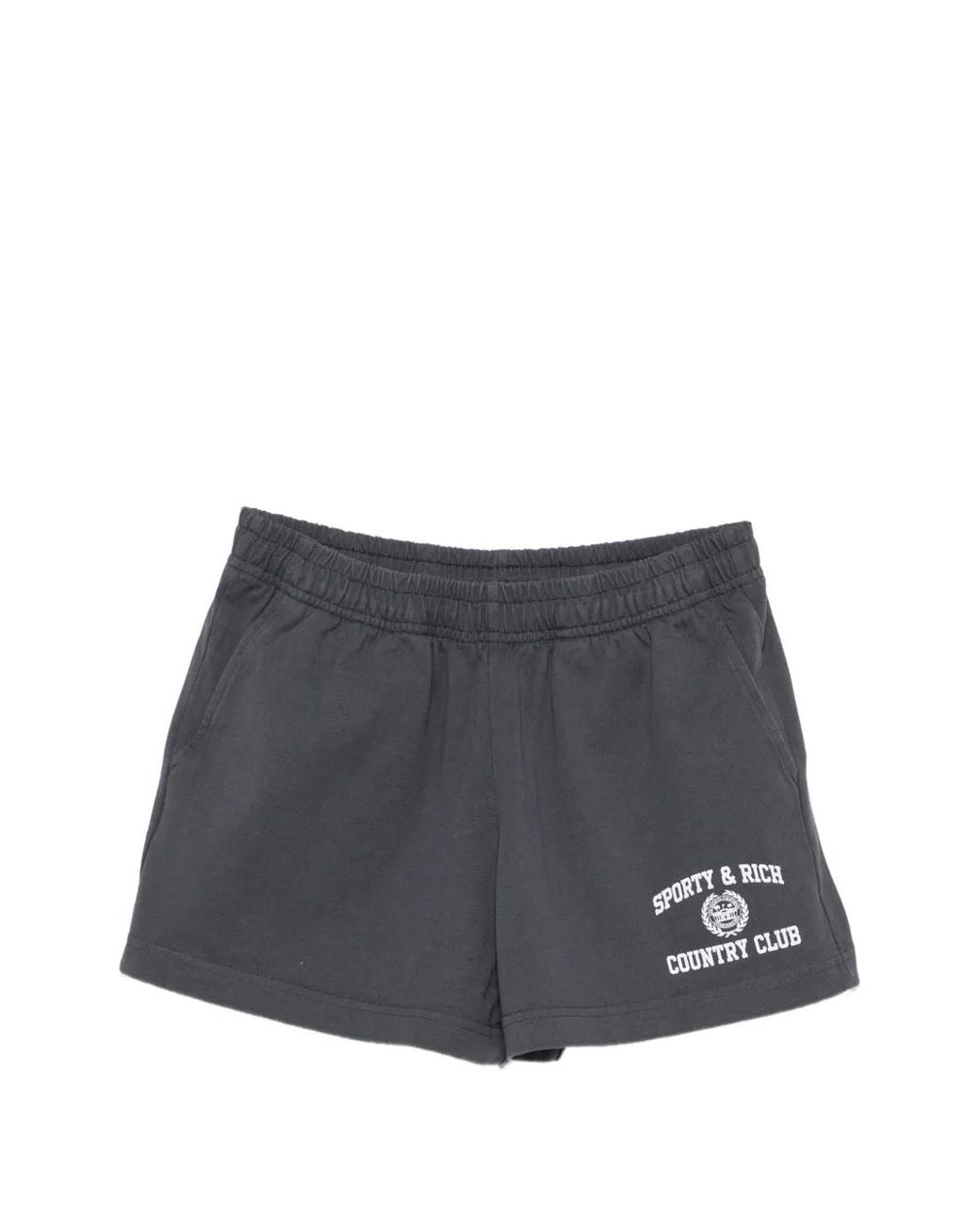 Sporty & Rich Gray Logo-Print Elasticated Shorts