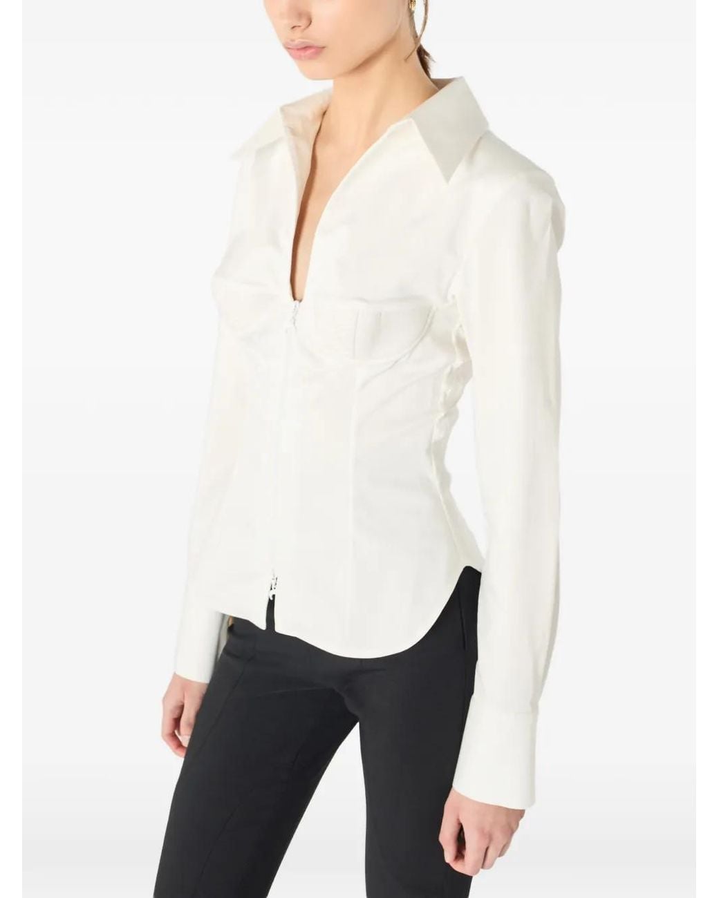 MARINE SERRE White Deadstock Stretch Percale Zipped Shirt