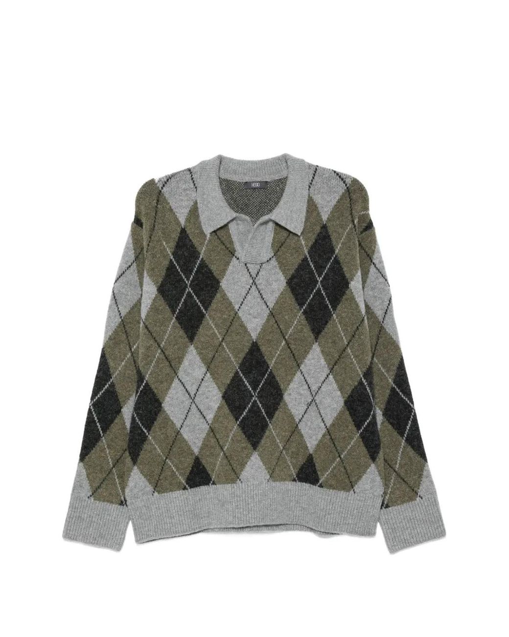 Hōsio Green Argyle-Knit Sweater for men