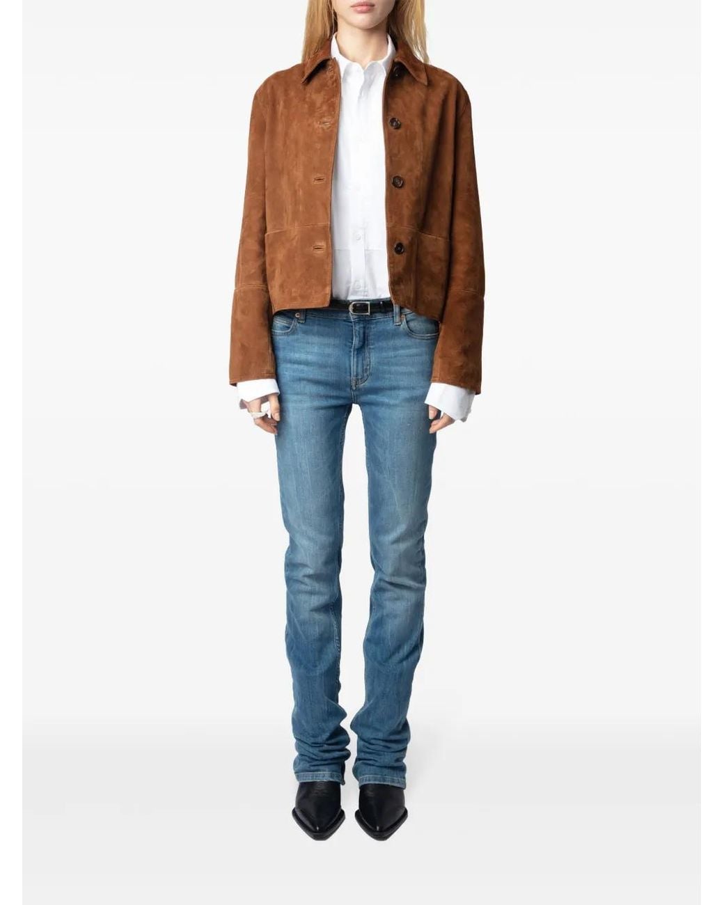 Zadig & Voltaire Brown Lessa Jacket 100% Suede Leather
